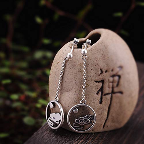 THTHT Aretes De Plata Esterlina 925 Mujeres's Vintage Accesorios Zen Nubes Circular Cae Personalidad Regalo Creativo De Moda Tendencia Antigua Embarcación
