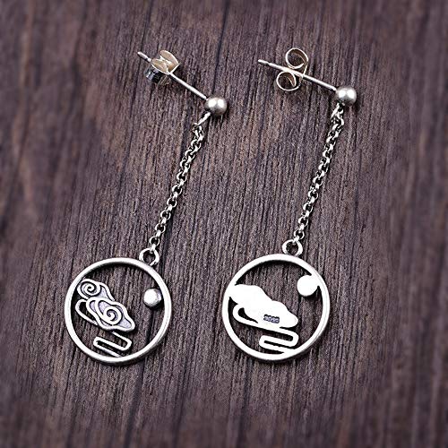 THTHT Aretes De Plata Esterlina 925 Mujeres's Vintage Accesorios Zen Nubes Circular Cae Personalidad Regalo Creativo De Moda Tendencia Antigua Embarcación