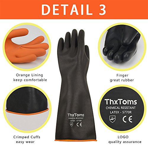 ThxToms - Guantes de látex resistentes a los ácidos, a los alcaloides y al aceite, negro