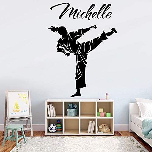Tianpengyuanshuai Personalidad Nombre Artes Marciales Pegatina de Pared decoración de jardín de Infantes Karate Taekwondo Personalidad Vinilo extraíble Pegatina de pared-76x56cm