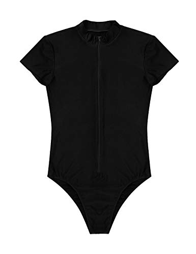 TiaoBug Maillots Hombre de Gimnasia Danza Ballet Leotardo Bodys Elástico de Fitness Ejercicio Mallas Verano Bañador Natación Deportivo Negro S