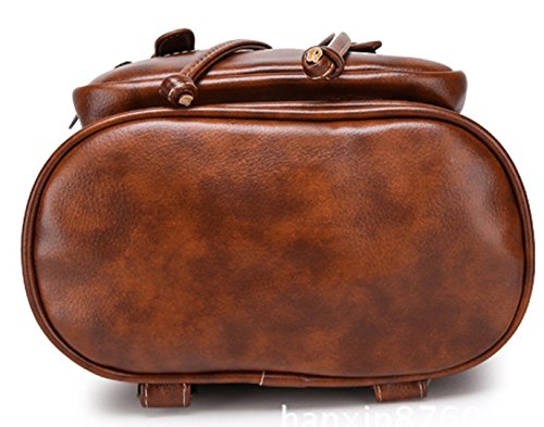 TIBES Mochila de cuero PU mochila de moda para las mujeres marrón