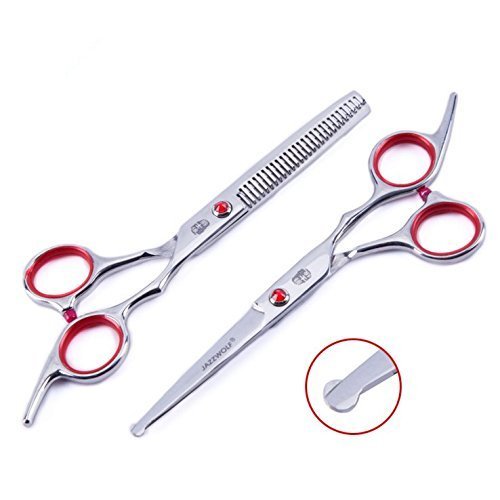 Tijeras profesionales de peluquería con punta redonda de seguridad de 15,3 cm, juego de tijeras de peluquería, tijeras de vaciado, descanso de dedo desmontable para bebés