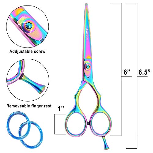 Tijeras profesionales de titanio para uso en peluquerías, disponibles en varios tamaños; también pueden utilizarse para recortar barbas o bigotes