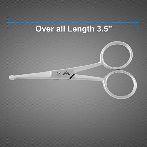 Tijeras profesionales para cutículas, punta redondeada, extra fuerte, multiusos de acero inoxidable, tijeras de manicura para el pelo de la nariz, cejas, pestañas, piel seca
