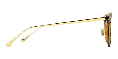 TIJN Marco redondo vintage de anteojos sin receta con lentes transparentes para mujer Tortuga Medio