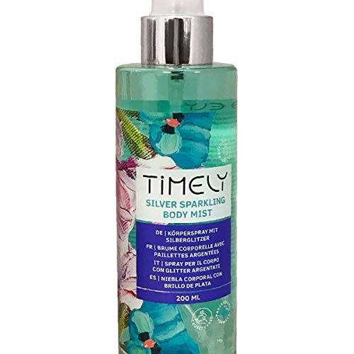Timely - Bruma corporal plateada con fragancia sensual, 200 ml