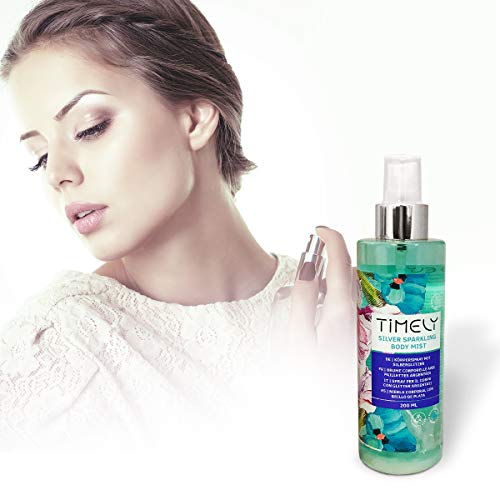 Timely - Bruma corporal plateada con fragancia sensual, 200 ml