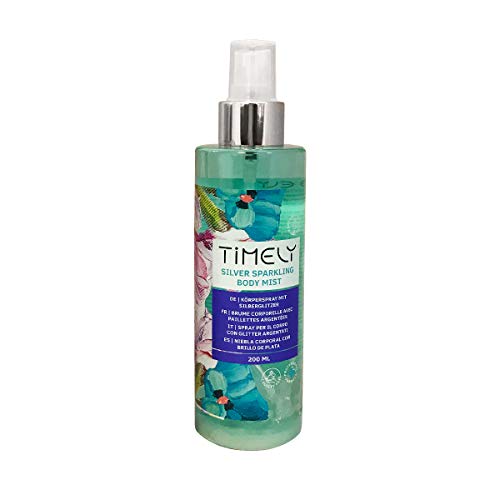 Timely - Bruma corporal plateada con fragancia sensual, 200 ml