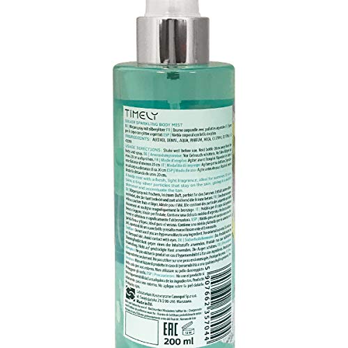 Timely - Bruma corporal plateada con fragancia sensual, 200 ml