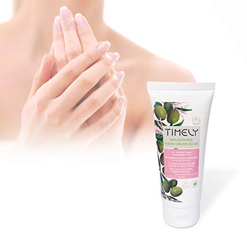 Timely - Crema de manos hidratante y regeneradora con aceite de oliva (pack de 4 x 100 ml)