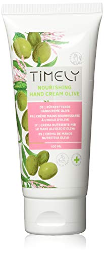 Timely - Crema de manos hidratante y regeneradora con aceite de oliva (pack de 4 x 100 ml)