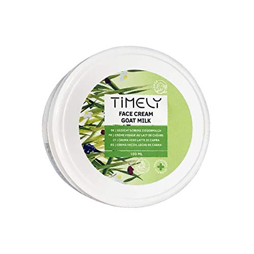 Timely - Crema facial hidratante de leche de cabra con proteínas de leche y vitamina E, 100 ml