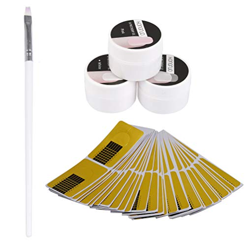 TIMESETL 3 colores Gel de construcción, gel de extensión de uñas Gel para fortalecer las uñas Gel UV Set de manicura para uñas Conjunto de capa superior mate Conjunto de capa base Gel Esmalte