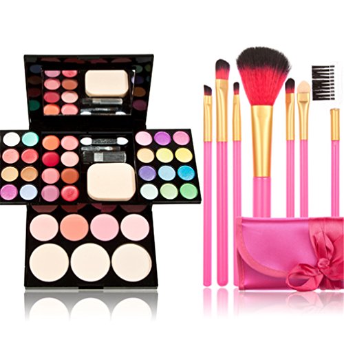 TimeSong Kit de maquillaje cosmético profesional conjunto de paleta (Incluye: Sombra de ojos y Blusher y polvo de cara y brillo labial) + Pinceles de maquillaje Set