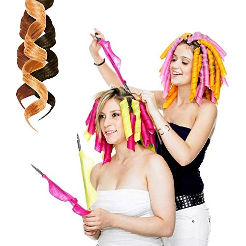 Tingz 20 piezas Magic Hair Curlers Spiral Curls Styling Kit, sin rulos de calor Rodillos y ganchos de peinado para cabello largo La mayoría de los tipos de peinados（18 pulgadas/45 cm）