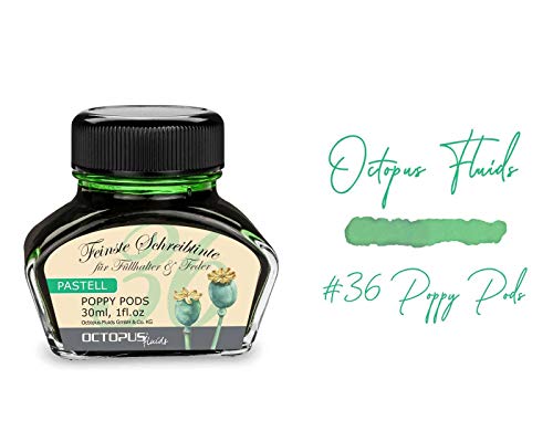 tinta para pluma estilográfica Pastel Mint"Poppy Pods" 30ml, tinta para escribir, tinta para caligrafía