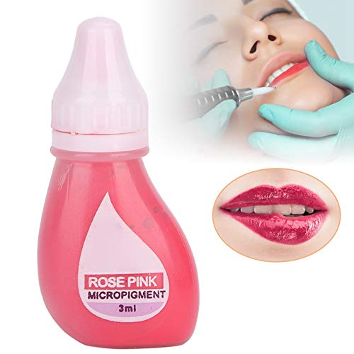 Tinta para tatuaje 3 ml Semipermanente para labios Ceja Delineador de ojos Pigmento para tatuaje Pinturas para tatuaje de larga duración Tatuaje para tatuaje(Rosa rosada)