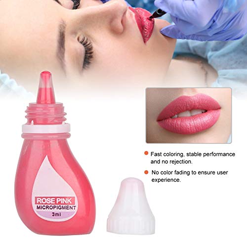 Tinta para tatuaje 3 ml Semipermanente para labios Ceja Delineador de ojos Pigmento para tatuaje Pinturas para tatuaje de larga duración Tatuaje para tatuaje(Rosa rosada)
