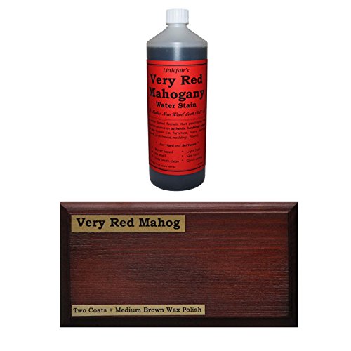 Tinte para madera a base de agua de Littlefair’s, respetuoso con el medio ambiente, Caoba muy roja, 500 ml