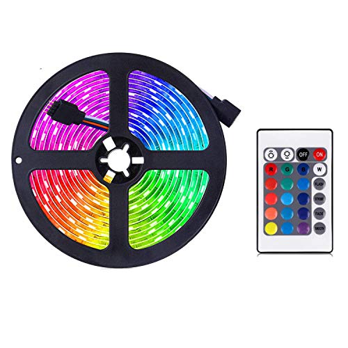 Tira de luces LED, tira de luces LED que cambian de color, juego de tiras de luz RGB con mando a distancia, ideal para habitación, hogar, cocina, fiestas (2 m)