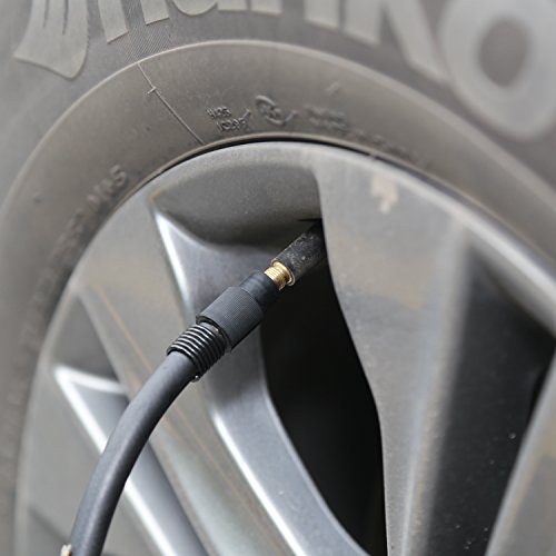 TIREWELL Inflador de neumáticos 12 V – Bomba de Metal de Disco Duro Directo de 150 PSI, compresor de Aire portátil con luz LED y Abrazadera de batería