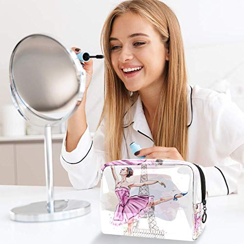 TIZORAX Bailarina Dancing Girl On Eiffel - Neceser de maquillaje de PVC para mujer