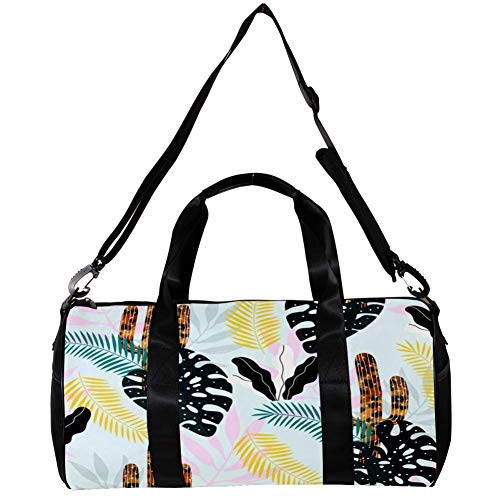 TIZORAX Bolsa de lona para mujeres hombres Cactus y palmas de dejar deportes gimnasio bolsa de mano fin de semana para pasar la noche bolsa de viaje al aire libre equipaje bolso