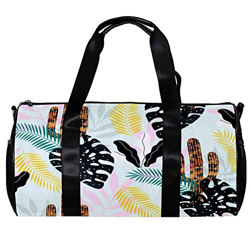 TIZORAX Bolsa de lona para mujeres hombres Cactus y palmas de dejar deportes gimnasio bolsa de mano fin de semana para pasar la noche bolsa de viaje al aire libre equipaje bolso