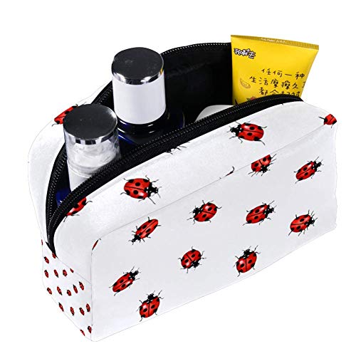 TIZORAX - Bolsa de maquillaje para mujer, diseño de mariquita y mariquita, bolsa con cremallera