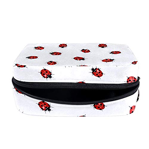 TIZORAX - Bolsa de maquillaje para mujer, diseño de mariquita y mariquita, bolsa con cremallera