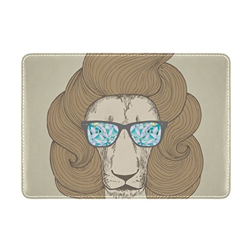TIZORAX Chic corte de pelo con gafas de león retrato funda de piel para pasaporte de viaje