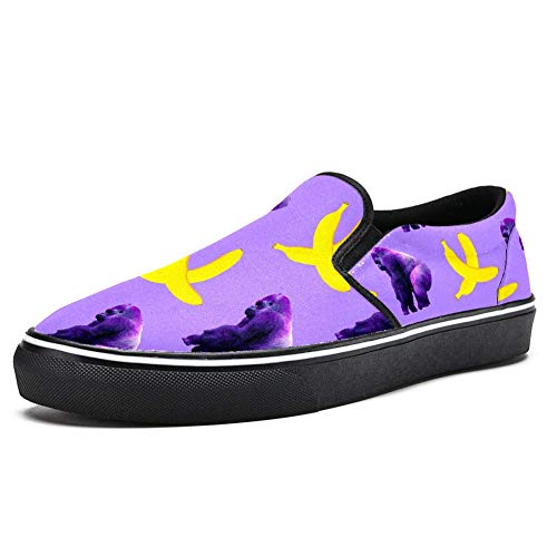 TIZORAX - Mocasines de lona para mujer y niña, diseño de mono y plátano, color Multicolor, talla 39 EU