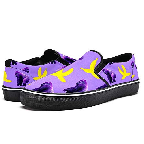 TIZORAX - Mocasines de lona para mujer y niña, diseño de mono y plátano, color Multicolor, talla 39 EU