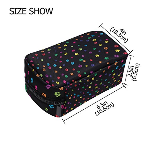 TIZORAX Pet Paws Footprints Práctica bolsa de maquillaje bolsa de viaje organizador bolsa de viaje