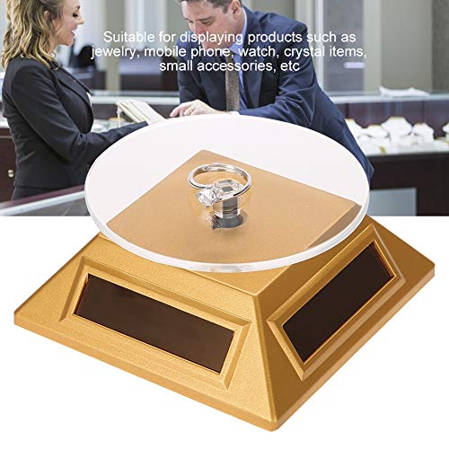 TMISHION Soporte De ExhibicióN Giratorio Solar, Bandeja giratoria de la Placa giratoria de la luz 360 del escaparate Solar(Gold)
