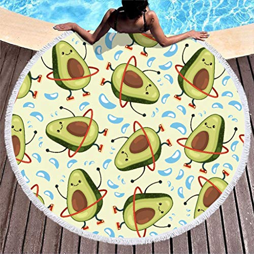 Toalla de playa grande, redonda, divertida, de microfibra de aguacate, toalla de playa, toalla de playa, alfombra de pared, esterilla de yoga, manta de picnic, manta de playa, 150 cm