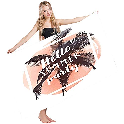 Toalla De Playa Ibiza Hello Summer Party Marco Cuadrado Palmera Absorción De Silueta Toallas De Baño Toalla De Playa Golf Yoga Nadar Toalla De Manos Toalla De Baño 80X130Cm