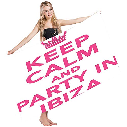 Toallas De Baño Ibiza Keep Calm Party Pop Culture Frase Crown Motif Spanish Balearic Islands Toallas De Baño Nadar Yoga Golf Cabello Toalla De Manos Toalla De Baño Absorción De Toallas De Playa