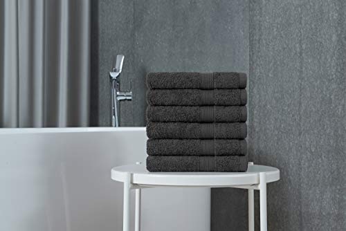 Toallas de mano grandes de algodón (gris, paquete de 6, 40 x 72 cm) - Uso multipropósito para baño, manos, cara, gimnasio y spa por GraceAier Towels