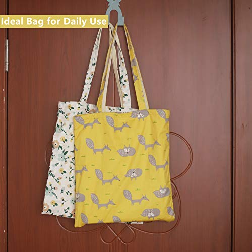 Tobeso Bolsos totes para mujer Bolso de compras reutilizable Bolsos de algodón Bolsas de supermercado ecológicas para mujeres (Amarillo-Zorro)