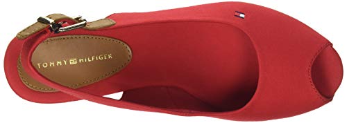 Tommy Hilfiger Iconic Elba Sling Back Wedge, Sandalias con Punta Abierta para Mujer, Rojo (Primary Red XLG), 37 EU