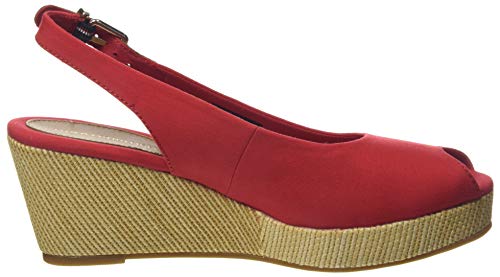 Tommy Hilfiger Iconic Elba Sling Back Wedge, Sandalias con Punta Abierta para Mujer, Rojo (Primary Red XLG), 37 EU