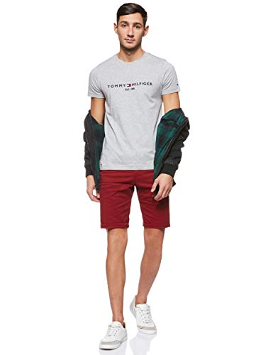 Tommy Hilfiger Logo T-Shirt Camiseta Informal, Gris (Cloud Htr 501), XX-Small (Talla del Fabricante: XX-Large) para Hombre