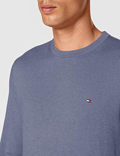 Tommy Hilfiger Organic Cotton Silk Crew Neck Pantalones, Azul (Faded Indigo Heather DVD), Medium para Hombre