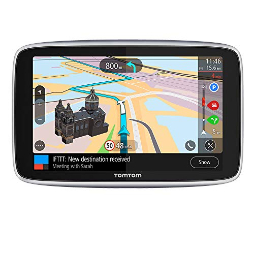 TomTom GPS para coche GO Premium, 6 pulgadas con tráfico y alerta de radares gracias a TomTom Traffic, mapas del mundo, actualizaciones a través de WiFi, llamadas con manos libres, soporte Click-Drive