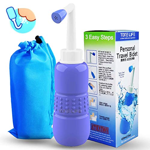 TONELIFE Bidé de viaje – Botella Peri – Pulverizador de bidé portátil – para viajes, puerpera, parto, remolcador, uso al aire libre, camping, con bolsa de almacenamiento