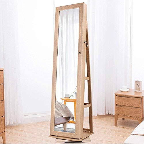 TONGSH Joyería Organizador de la joyería de Gabinete 360 ​​de rotación, con Cerradura Pared Derecha de la joyería Armario con Espejo de Cuerpo Entero Joyería Grande del Armario del gabinete