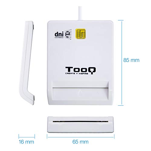 Tooq TQR-210W - Lector Externo de DNI Electrónico y Tarjetas Inteligentes (DNIe) USB 2.0, Color Blanco, 480 Mbps