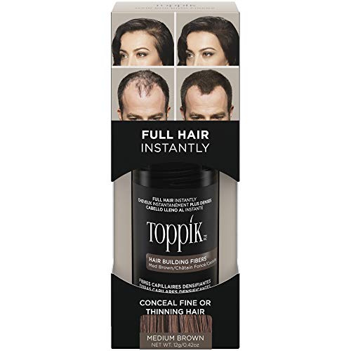 Toppik Fibras Capilares, Castaño Medio, Fibras de Queratina para Crear más Densidad en el Cabello de Forma Inmediata, 12 g